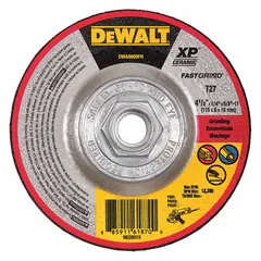 This depressed center grinding wheel is designed for cool cutting on carbon and stainless steel. The ceramic 24-grit construction suits heavy stock removal and weld grinding in fabrication, maintenance, and metalworking applications. Dimensions: 4-1/2" diameter, 1/4" thickness, 5/8"-11 arbor hole.