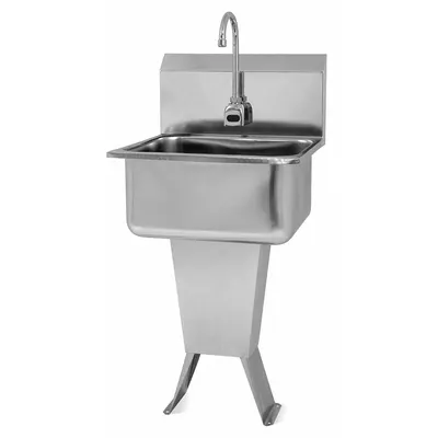 SANI-LAV Hand Sink: 41 1/2 in Overall Ht, 19 in Bowl Lg, 10 in Bowl Dp, 2 gpm Flow Rate - One-Station Freestanding Hand Sinks with Faucets