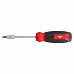 This combination multi-bit screw and nut driver includes 13 tips covering Nut Driver, Phillips, Slotted, and Torx profiles. With a 9-inch overall length, it is suited for driving and removing fasteners in electrical, mechanical, and general maintenance tasks.