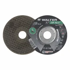 General-purpose cut-off wheel from the ZIP ALU series, Type 27 depressed center design. Measures 5" diameter, 3/64" thickness, 7/8" arbor hole with 60 grit. Suitable for cutting soft metals such as aluminum and non-ferrous alloys in fabrication and maintenance applications.