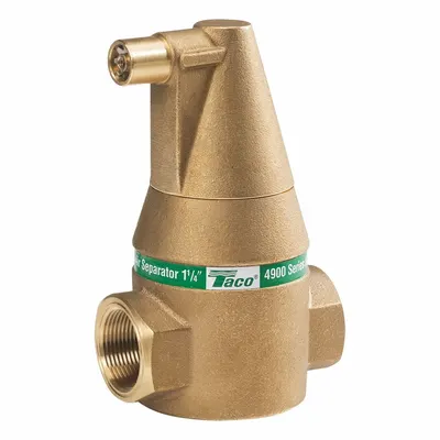 TACO Air Separator: Brass Body, For Water/Glycol, 2 in Female NPT, Vertical - Inline Air Separators