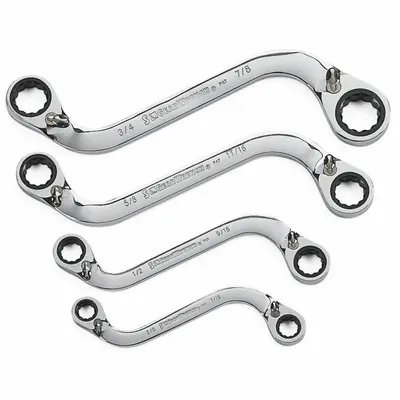 GEARWRENCH 85399 4-Piece Double End 6-Point S-Shaped Ratcheting - Double End, 6-Point, S-Shaped Ratcheting Box End Wrench Sets