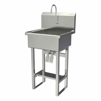 SANI-LAV Wash Station: 46 1/2 in Overall Ht, 20 in Bowl Lg, 9 in Bowl Dp, 0.5 gpm Flow Rate - One-Station Freestanding Hand Sinks with Faucets