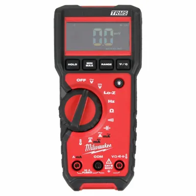MILWAUKEE Digital Multimeter: TRMS, CAT III 600V, 600 V Max AC Volt Measurement - Advanced Feature Multimeters