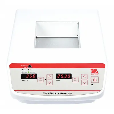 OHAUS Heat Block: 15 3/8 in Overall Dp, 3 1/2 in Overall Ht, 8 in Overall Wd - Dry Baths