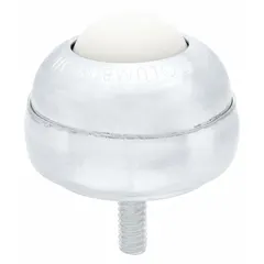 This threaded-stud mount ball transfer features a 1 in diameter Nylon ball with a 35 lb load capacity and 1 3/8 in projection. Designed for low-friction omnidirectional movement in industrial conveyor systems, assembly lines, packaging stations, and transfer tables.
