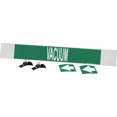 BRADY Pipe Marker: Vacuum - Vacuum Fiberglass Carrier Mounted with Strapping Pipe Markers