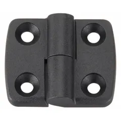 This right-hand captive lift-off hinge is made of black polyamide and designed for 8 mm slot width. It features a 6.6 mm mounting hole and is part of the 30 Series. Used in industrial enclosures and machine guarding for quick door or panel removal.