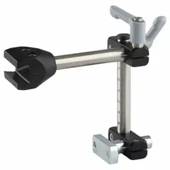 This stainless steel conveyor rail mounting kit includes a 100 mm tube with scale and a flanged bolt. It is used to mount and adjust conveyor rails in material handling systems, allowing precise positioning of the rail.