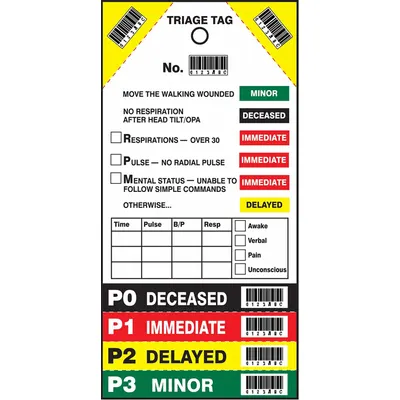 HARRIS INDUSTRIES Triage Tag, 4 1/4 in Wd, Cardstock, White, 50 PK - Wristbands & Tags for Triage