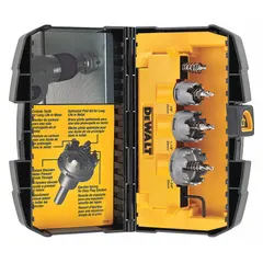This 3-piece hole saw kit features a diamond grit edge with 2 teeth per inch for cutting multi-material surfaces such as tile, ceramic, and masonry. Maximum cutting depth is 1/4 inch. Suitable for plumbing, electrical, and renovation applications requiring precise holes in hard, brittle materials.