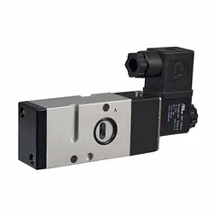 Single solenoid valve with NAMUR mounting interface for direct actuation of quarter-turn pneumatic actuators. Features 3 ports with 1/4 in NPT inlet and outlet, operating on 110V AC. Suitable for controlling air or neutral gases in industrial automation systems.