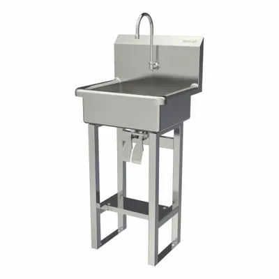 SANI-LAV Wash Station: 43 1/2 in Overall Ht, 17 in Bowl Lg, 7 in Bowl Dp, 0.5 gpm Flow Rate - One-Station Freestanding Hand Sinks with Faucets