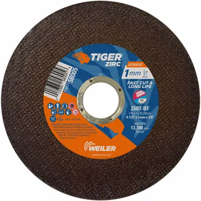 WEILER Tiger Zirc UltraCut High-Performance Cut-Off Wheel - High-Performance Cut-Off Wheels for Carbon & Stainless Steel