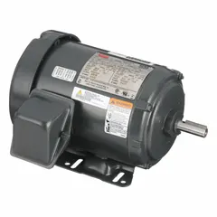Totally enclosed fan-cooled (TEFC) 3-phase AC motor with rigid base mounting. Delivers 1 hp at 1755 RPM on 208-230/460V AC, drawing 3.9/1.9 A full load current at 60 Hz. Suitable for industrial applications such as pumps, fans, conveyors, and compressors in dusty or damp environments.