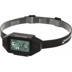 This headlamp delivers up to 300 lumens with a beam distance of 76 meters and a run time of 6 hours. It is powered by three included AAA batteries and has a black finish. Suitable for hands-free illumination in maintenance, inspection, and repair tasks.