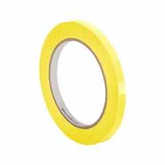 Polyester film electrical tape with acrylic adhesive, 2 mil thick, 0.25 inch wide, 72 yards long, yellow. Provides abrasion resistance and insulation for wire harnessing, motor leads, and transformer coils in industrial electrical applications.