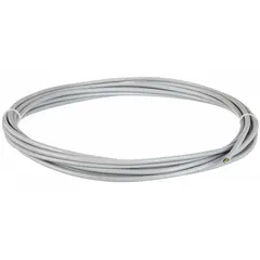 This 4-conductor control cable features 16 AWG copper conductors with black insulation and white numbering, plus a ground conductor. Rated for 1000 V, it has a PUR jacket and is cRUus listed. Suitable for fixed, flexible, and continuous flexing applications in cable carriers (e-chains) and automated machinery.