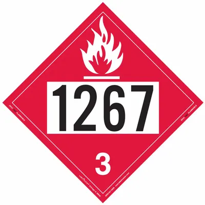 LABELMASTER Flammable Liquid Placard: 1267, 10 3/4 in x 10 3/4 in, 10 3/4 in Label Ht - Class 3: Flammable Liquids