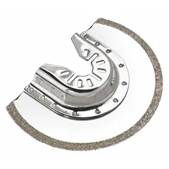 This single-piece scraper blade features a diamond grit coating for removing hardened materials such as mortar, thinset, adhesive, and paint. The rounded shape and open-back universal OIS mount allow access into tight corners and on curved surfaces. Blade length is 2-1/2 inches.