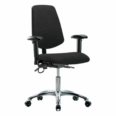 OEM ESD Chair, Fabric, with Arms, Height Adjustable 19-24 in, Aluminum Base - Fabric ESD Chairs