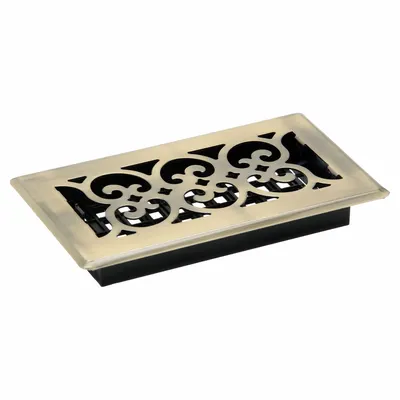 DECOR GRATES Floor Register: Floor, 9 1/2 in H, 5 1/2 in W, Decorative, Antiqued, Brass - Floor Registers