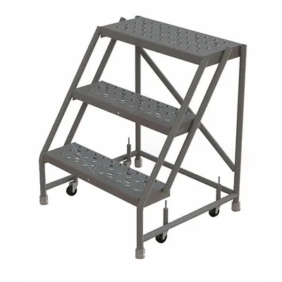 TRI-ARC Step Stool: 2.5 ft Overall Ht, 450 lb Load Cap, 3 Steps, Steel - Rolling Step Stools