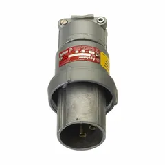 This reverse service watertight plug is rated for 600V AC, three-phase, 30 A, with 4 poles and 3 wires. It is designed for industrial power connections in environments requiring weather-resistant electrical connections.