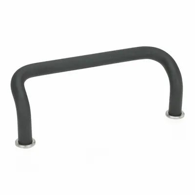 JW WINCO Pull Handle: Threaded Holes, Steel, Black, 4.72 in Mounting Hole Center to Center - Load-Rated Offset Pull Handles