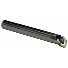 This indexable boring bar features a negative rake geometry and right-hand orientation, designed for internal turning operations such as enlarging holes, creating precise internal diameters, and finishing bores. It accepts indexable inserts for efficient cutting in metalworking applications.