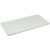 Fiberglass lid designed for use with extreme-temperature stacking totes. Measures 24 x 12 inches and is compatible with MOLDED FIBERGLASS tote model 8083085136. Suitable for industrial storage and transport applications requiring resistance to high heat or cold environments