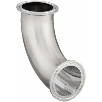 MAXPURE Sanitary Fitting Elbow: 90° Elbow, 2 in OD x 2 in OD Size, Clamp - 316 Stainless Steel Sanitary Tube Fittings