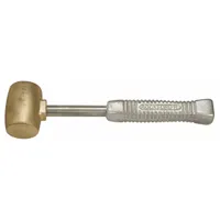 Brass Mallet: Aluminum Handle, Ribbed Grip, 5 lb Head Wt, 2 in Dia, 3 1/4 in Head Lg (MPN AM5BRAG)
