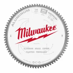 This 14-inch carbide blade with 80 teeth and a 0.13-inch cut width is designed for cutting aluminum and soft metals. It fits a 1-inch arbor and is suitable for use in metal fabrication, construction, and manufacturing applications requiring precise, clean cuts in non-ferrous materials.