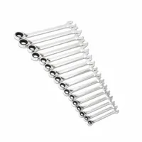 GEARWRENCH Combination Ratcheting Wrench Set: Alloy Steel, Full Polish Chrome, 16 Tools, Std, Metric (MPN 9602N)