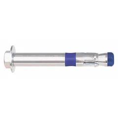 This hex-head sleeve anchor is designed for fastening fixtures, equipment, and structural elements to solid concrete or masonry. Constructed from steel with a zinc-plated finish, it features an external hex head for installation with a standard socket or wrench. Supplied in a 50-pack, the anchor measures 3/8 in diameter by 3-1/2 in overall length.