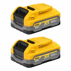 This 2-pack of 20V MAX* lithium-ion batteries provides 3.5 Ah capacity per battery for extended runtime on compatible DEWALT 20V power tools and chargers. Suitable for construction, renovation, and maintenance tasks requiring portable cordless power.