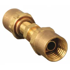 This reusable hose mender is designed for repairing or connecting hoses in air, water, and chemical lines. It features a 3/8 in x 3/8 in fitting size with hose barb connections on both ends, constructed from brass for corrosion resistance. Suitable for general-purpose hose repair and splicing applications.