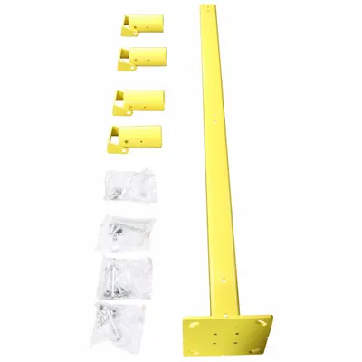 EDGESAFE SAFETY RAILING Floor Mounted Handrail Post with Toe Board, Yellow - Handrail Posts for Modular Handrail Systems