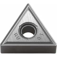 Carbide triangle (T) indexable turning insert for general turning, facing, and profiling operations. Suitable for medium-duty machining of steel, stainless steel, and cast iron in industrial manufacturing.