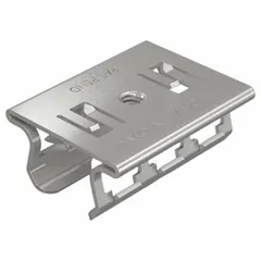 Strut channel receiver for securing threaded rods or bolts to 7/8 in x 13/16 in strut channel. Constructed of spring steel with a Smart-Receiver design and gray SST finish. Used in industrial framing systems to support piping, conduit, cable trays, and mechanical equipment.