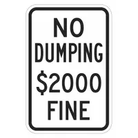 Reflective No Dumping Sign: Aluminum, Mounting Holes Sign Mounting, 18 in x 12 in Nominal Sign Size (MPN T1-1703-HI_12x18)