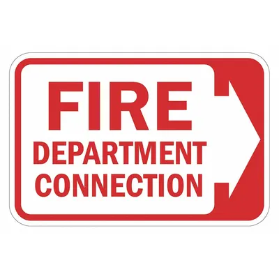 LYLE Reflective Fire Connection Sign: Aluminum, Mounting Holes Sign Mounting - Fire Department Connection Signs