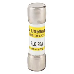 Midget time-delay fuse rated 20 A, 500 V AC, 300 V DC. Dimensions 13/32 in x 1 1/2 in. Provides overcurrent protection in industrial equipment such as motor circuits and control panels.
