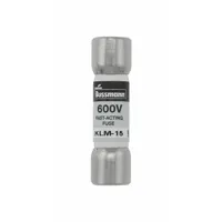 BUSSMANN Fuse: KLM Series, Midget, Fast-Acting, 15 A, 600 V AC, 600 V DC, 13/32 in x 1 1/2 in (MPN KLM-15)