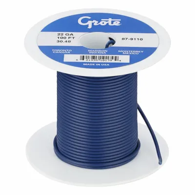 BATTERY DOCTOR Primary Automotive Wire: GPT, 100 ft, 1 Conductor, 22 AWG, Blue - PVC-Insulated General Purpose Primary Wires