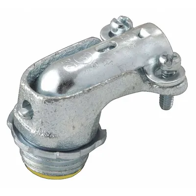 RACO Connector - Clamp Style, 90 Degrees: Iron, 1 in Trade Size, 1 in MNPT - 90° Connectors - Clamp Style