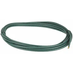 This CHAINFLEX control cable from the CF5 series is designed for continuous flexing applications in automated machinery and cable carriers. It features 16 AWG copper conductors with black and white number coding, includes a ground conductor, and is oil and grease resistant. The PVC jacket is rated at 600 V, with minimum bend radius factors of 4 x OD for fixed installation, 5 x OD for flexible use, and 6.8 x OD for e-chain applications. Meets CE standards.