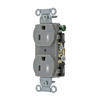 BRYANT Receptacle: Duplex, 5-15, Gray, 125V AC, 15 A, 2 Pole / 3 Wire (MPN CRS15GRYTR) - General Purpose Receptacles