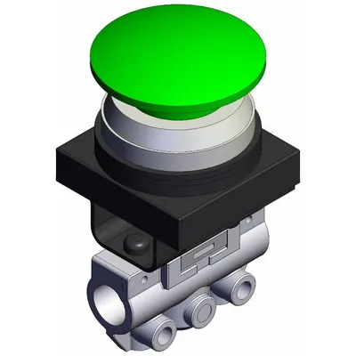 SMC Mechanical Valve: VM100 Series, Mushroom Button Actuator, 3 Ports, 1/8 in NPT - VM Series Manual Air Control Valves